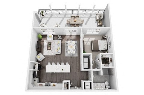 Floor plan for 1 bed, 1 bath, 925 sqft
